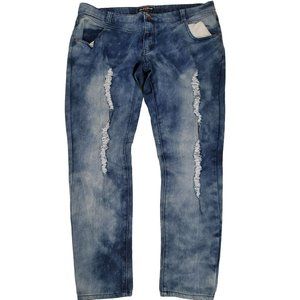 Women's Plus Size Lucky Diamond Skinny/Stretchy Acid Washed Ripped Leg Distresse